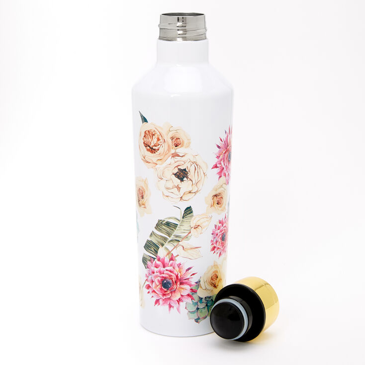 Floral Succulent Waterbottle - White,