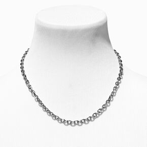 Silver-tone Rhodium O-Link Chain Necklace,