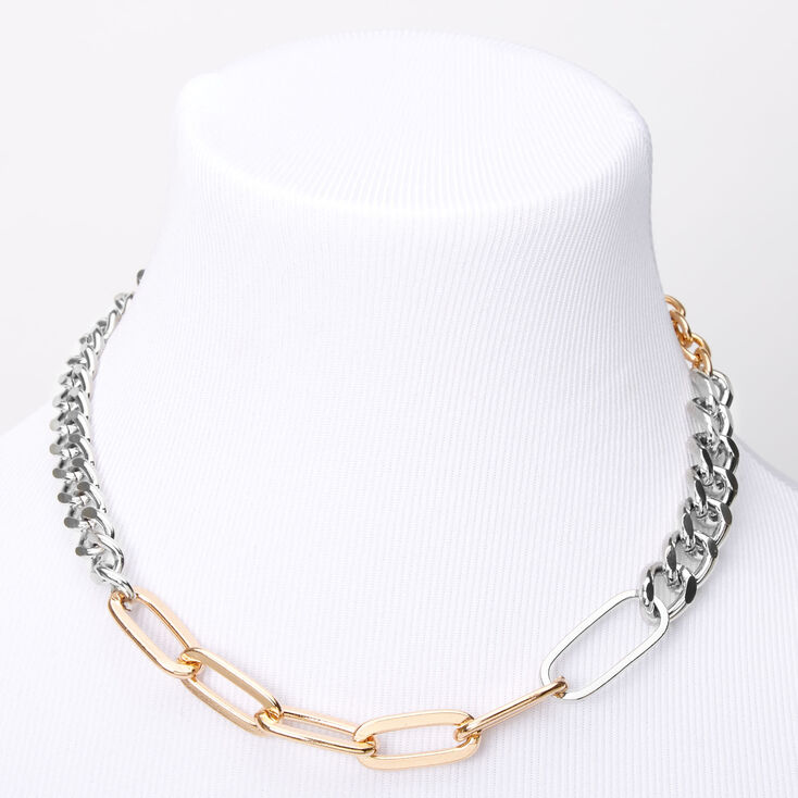 Mixed Metal Chunky Chain Link Necklace,