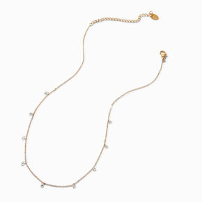 Gold-tone Stainless Steel Cubic Zirconia Confetti Chain Necklace,