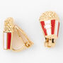 Gold Popcorn Box Clip On Stud Earrings,