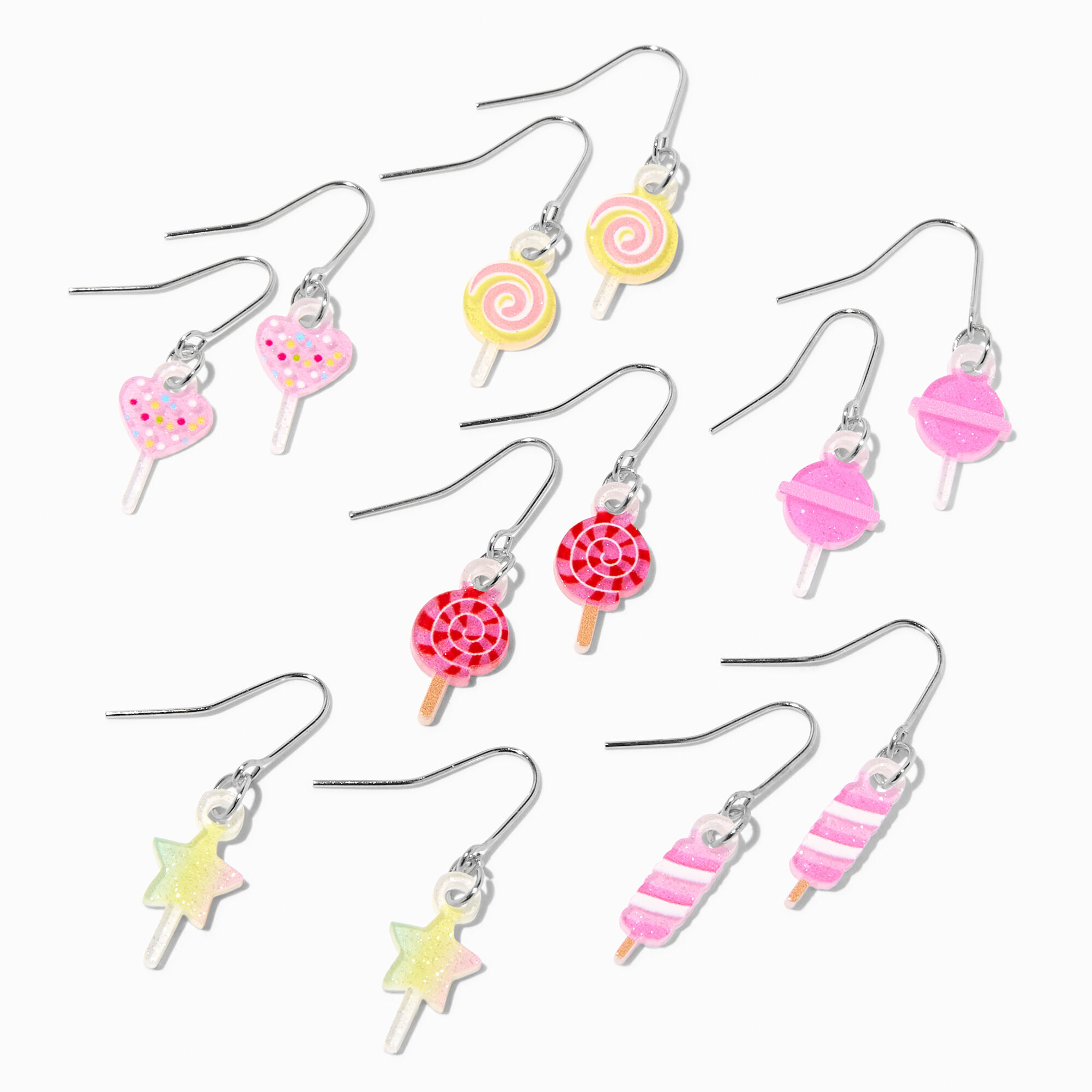 View Claires Sweet Treat 1 Drop Earrings 6 Pack Silver information