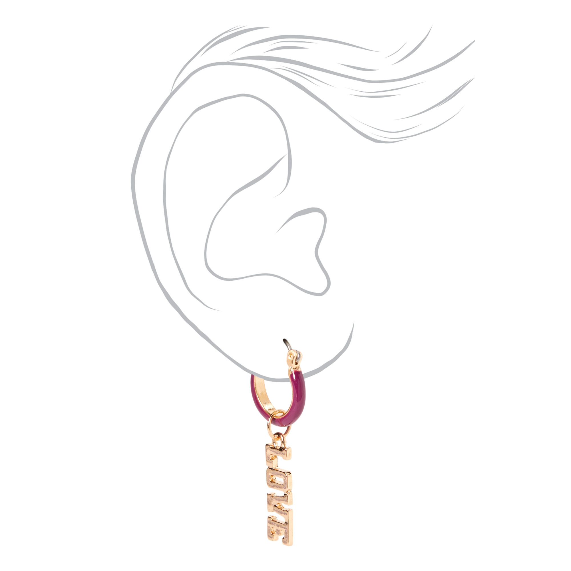 Love Charm Enamel 1.5" Hoop Earrings - Purple,