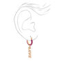 Love Charm Enamel 1.5&quot; Hoop Earrings - Purple,