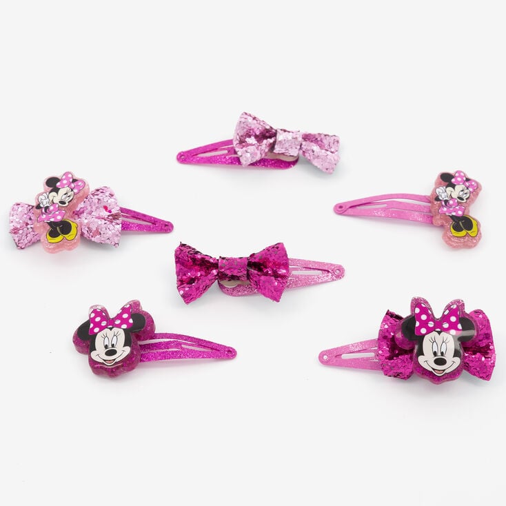 Disney Minnie Mouse Glitter Snap Hair Clips - 6 Pack,