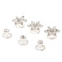 Silver Rhinestone Floral Hair Spinners - 6 Pack,