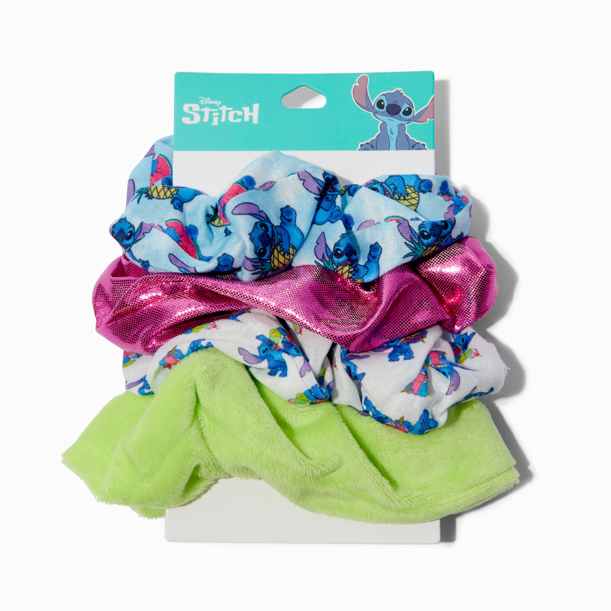 View Disney Stitch Claires Exclusive Foodie Hair Scrunchies 4 Pack information