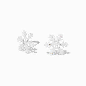 White Snowflake Stud Earrings,