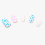 Pink and Blue Cow Spots Coffin Faux Nail Set - 24 Pack,