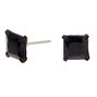 Black Cubic Zirconia 6mm Square Stud Earrings,