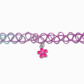 Claire&#39;s Club Pastel Flower Tattoo Choker Necklace,