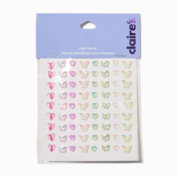 Rainbow Assorted Butterfly Hair Gems - 80 Pack,