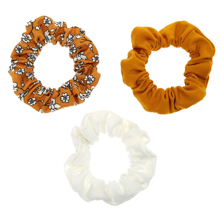Claire&#39;s Club Floral Hair Scrunchies - Mustard, 3 Pack,