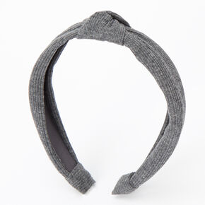 Ribbed Knotted Headband - Charcoal,
