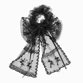 Black Lace Hair Bow Scrunchie,