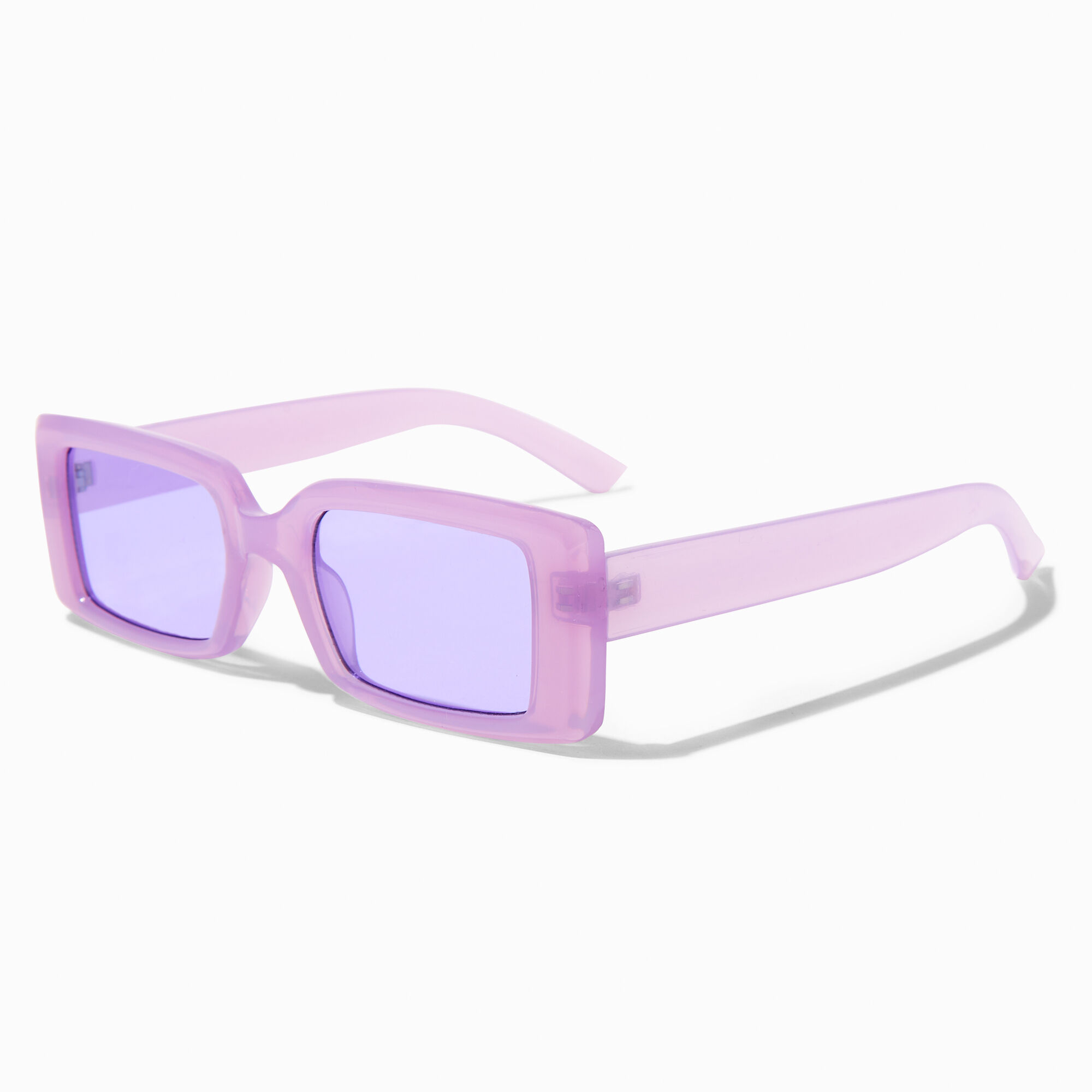 Chunky Rectangle Sunglasses Frosted Purple