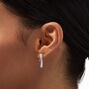 Silver-tone Thin Glitter 20mm Clip-On Hoop Earrings,