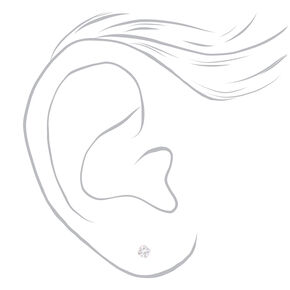 14kt White Gold 3mm April Cubic Zirconia Studs Ear Piercing Kit with Ear Care Solution,