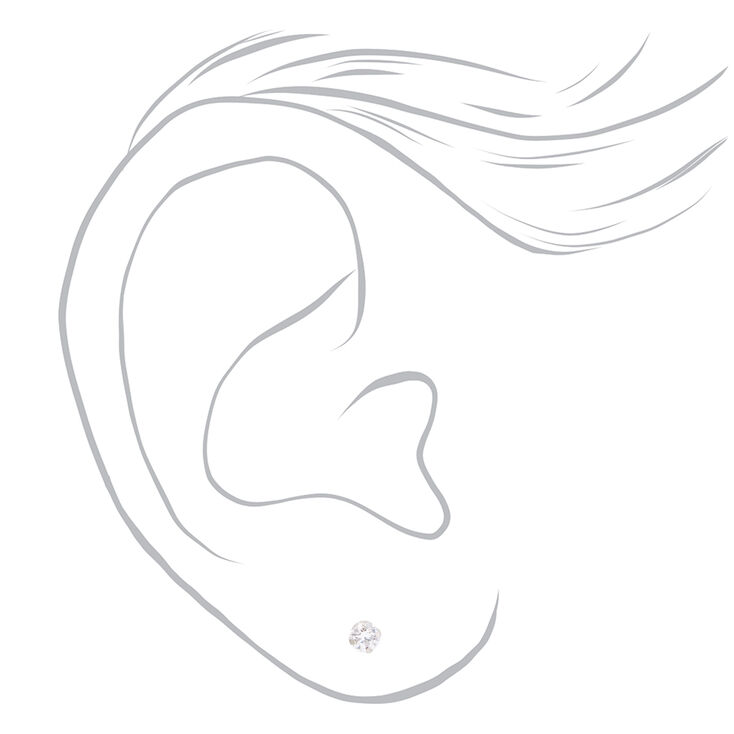 14kt White Gold 3mm April Cubic Zirconia Studs Ear Piercing Kit with Ear Care Solution,