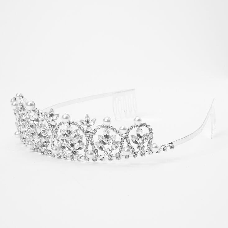 Claire's Diadème Charlotte en perles d'imitation et strass couleur argentée