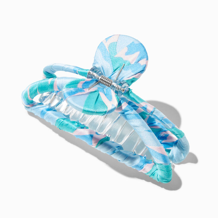Blue Geometric Fabric Hair Claw,