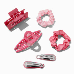 Pink Mixed Scrunchie &amp; Hair Clip Set - 6 Pack,