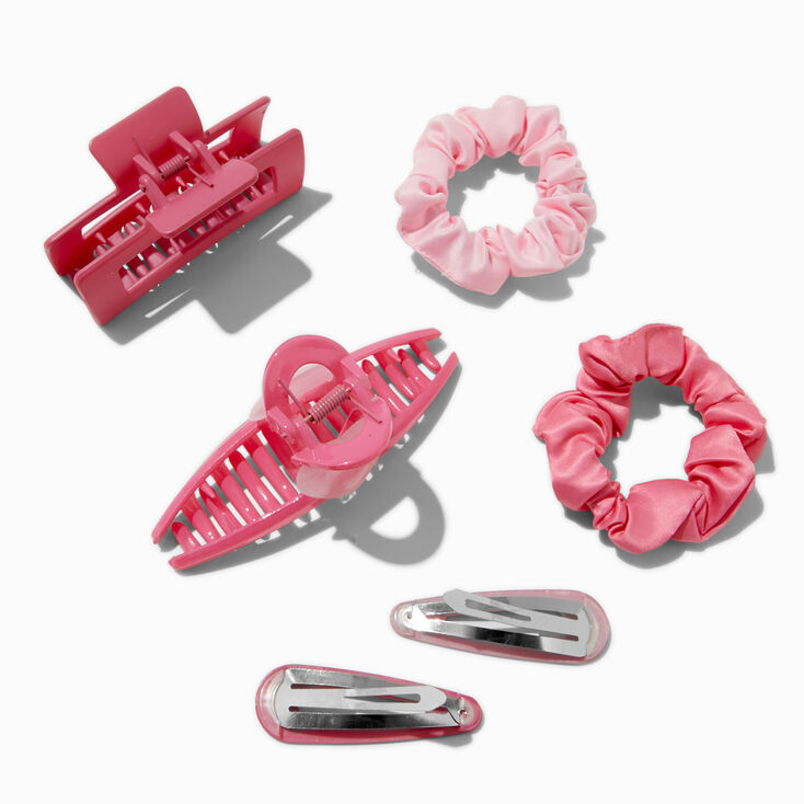 Pink Mixed Scrunchie &amp; Hair Clip Set - 6 Pack,
