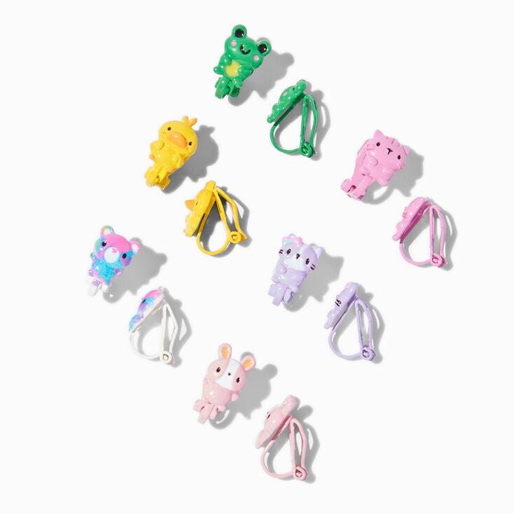 Pastel Critter Clip-On Stud Earrings - 6 Pack