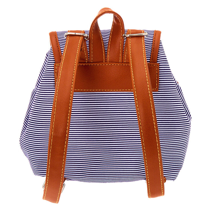 Claire&#39;s Club Navy Striped Backpack,