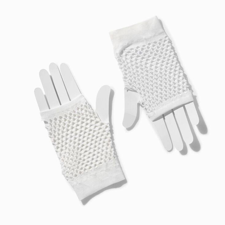 White Fishnet Fingerless Gloves,