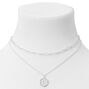 Silver Initial Hexagon Pendant Chain Necklace Set - 2 Pack, S,