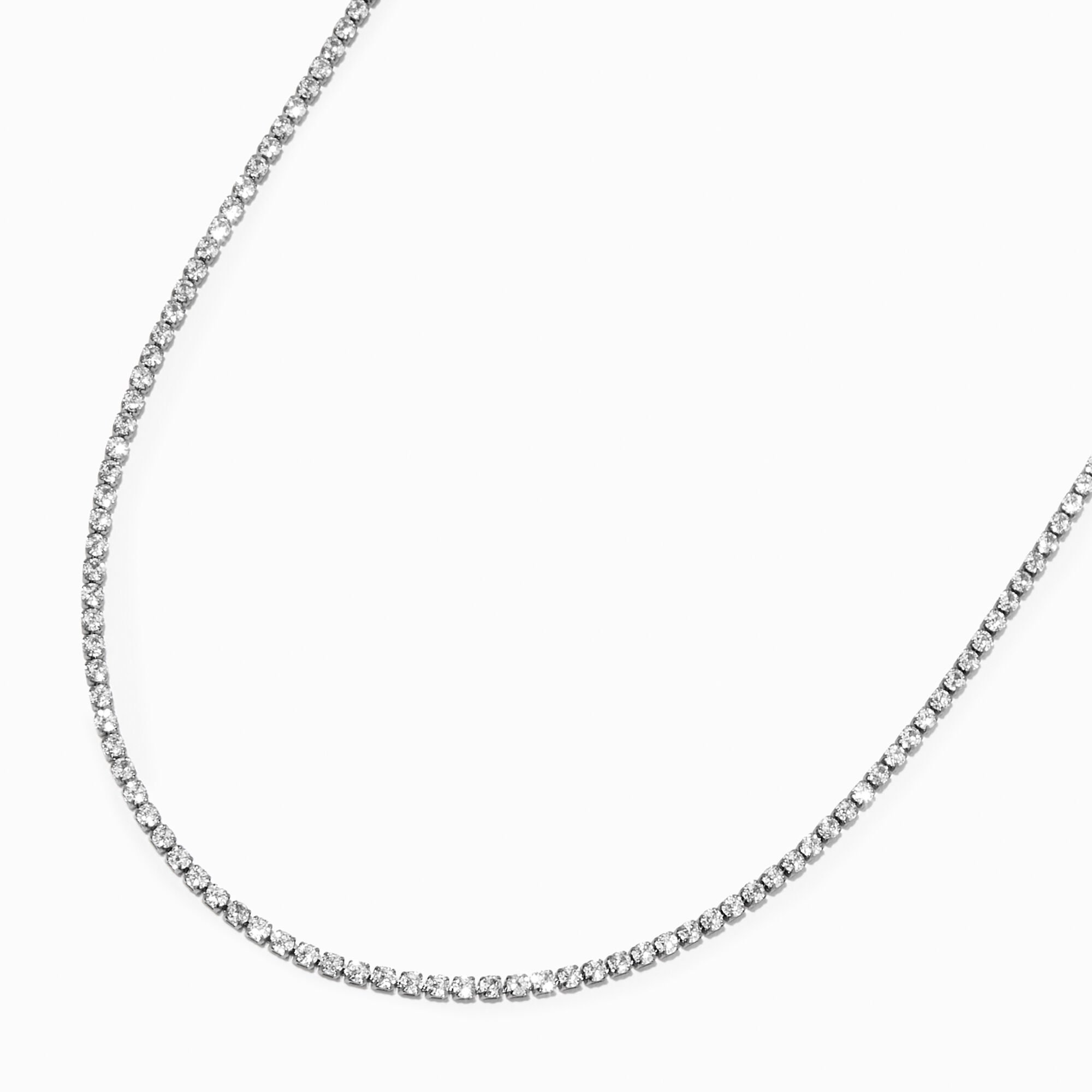 View Claires Hematite Cubic Zirconia Crystal Chain Tennis Necklace Silver information
