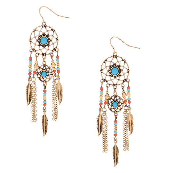 Claire's Pendantes perlées corail attrape-rêves 8 cm couleur doré
