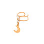 Gold Crystal Moon Charm Ear Cuff,