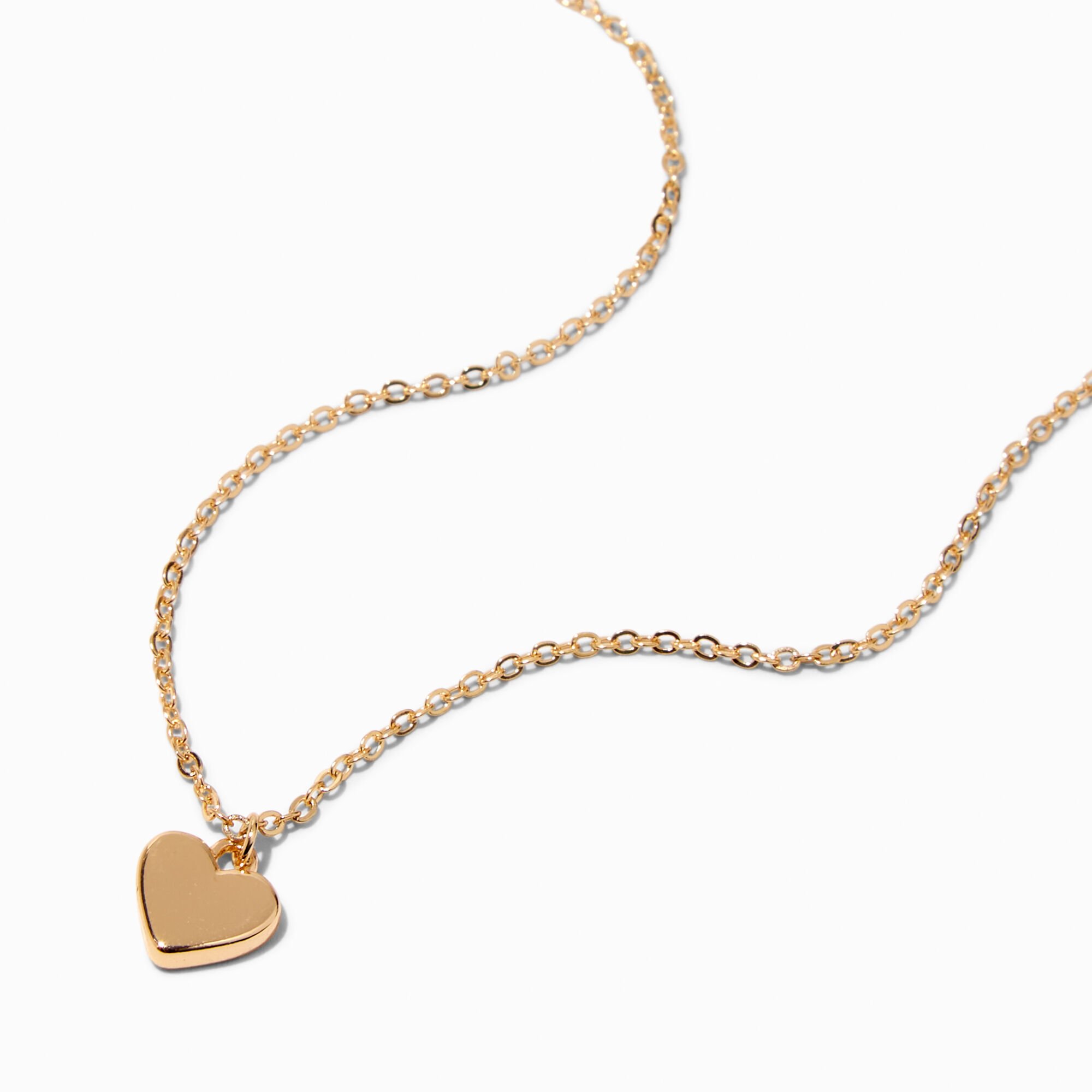 View Claires Tone Heart Pendant Necklace Gold information