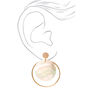 Gold 2&quot; Iridescent Seashell Disc Drop Earrings,