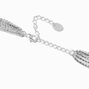 Silver Crystal Lasso Multi-Strand Y-Neck Necklace,