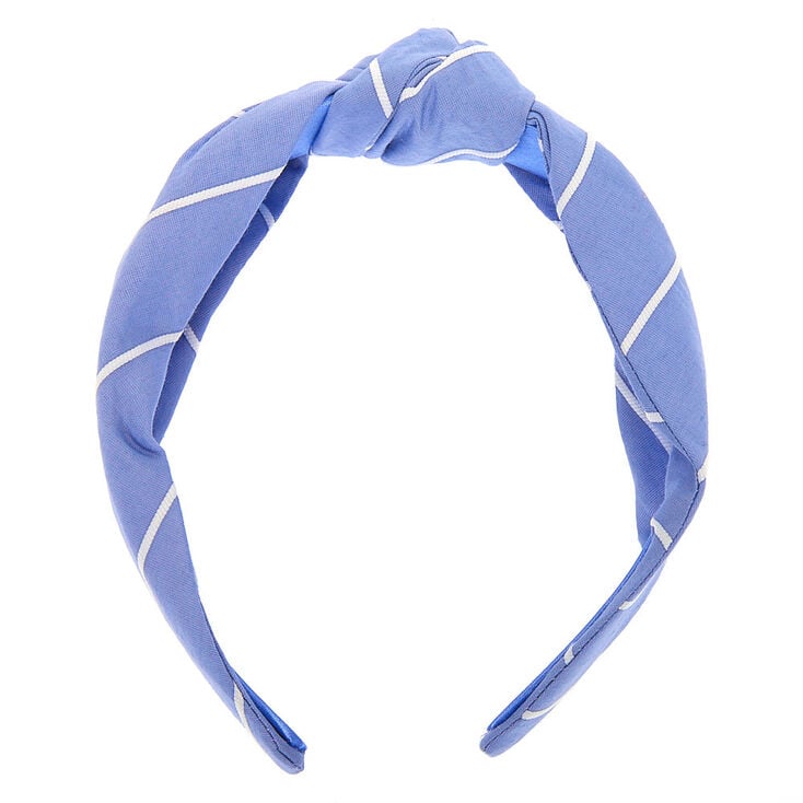 Striped Knotted Headband - Blue,