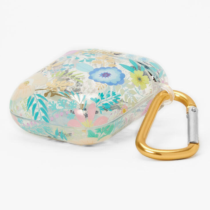 Pink Floral Clear Earbud Case Cover - Compatible With Apple AirPods&reg;,