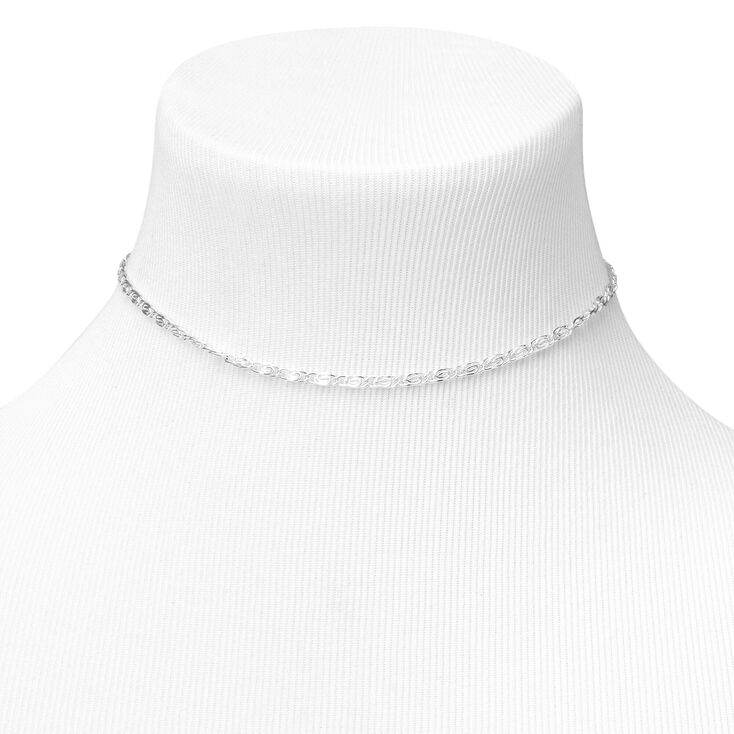 Silver Disco Chain Choker Necklace,