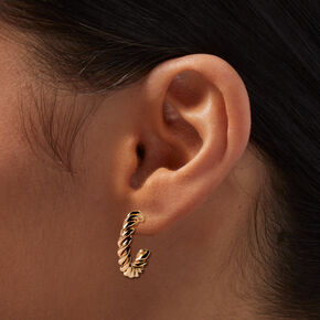 Gold-tone Twisted Rope 20mm Hoop Earrings,
