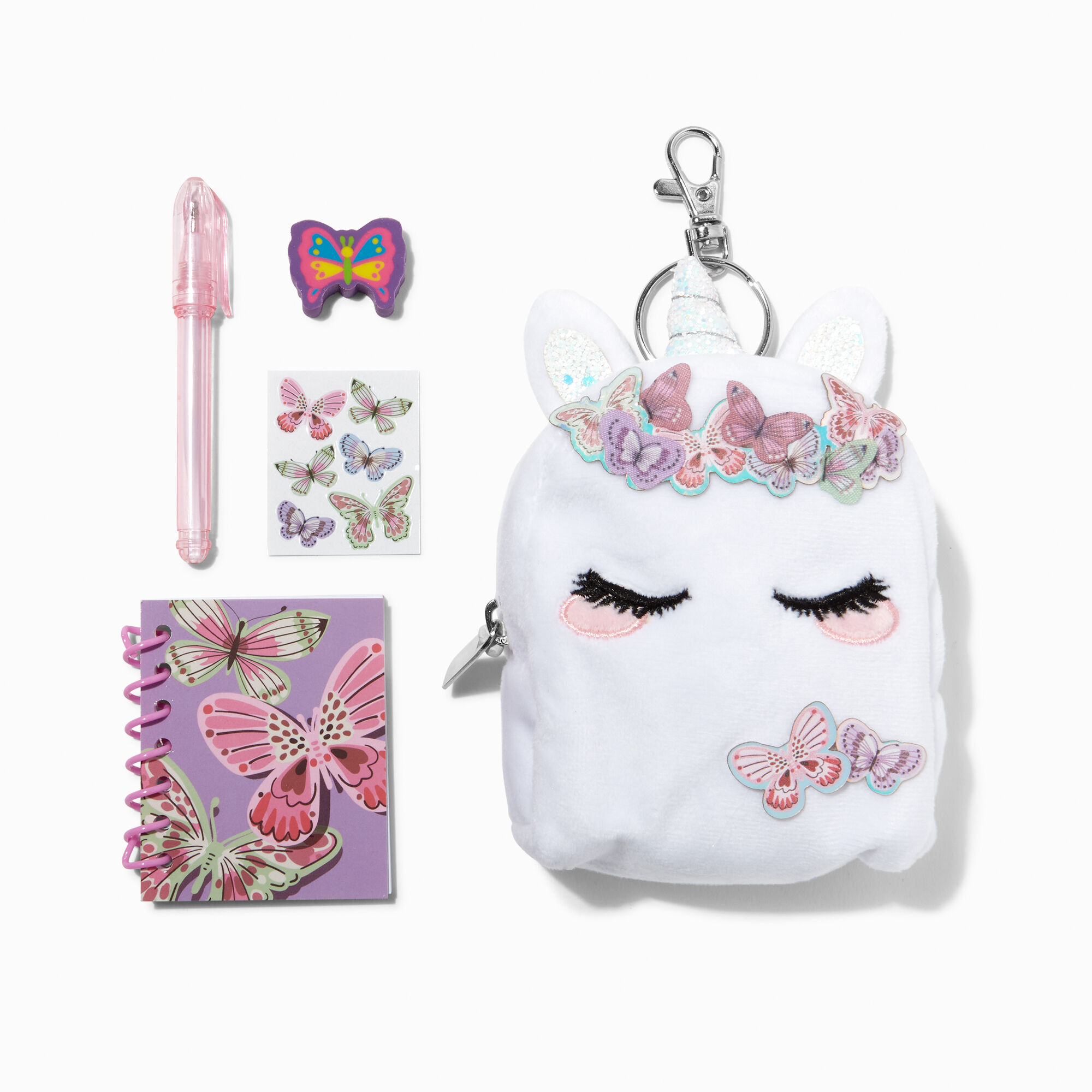 View Claires Butterfly Unicorn 4 Backpack Stationery Set information