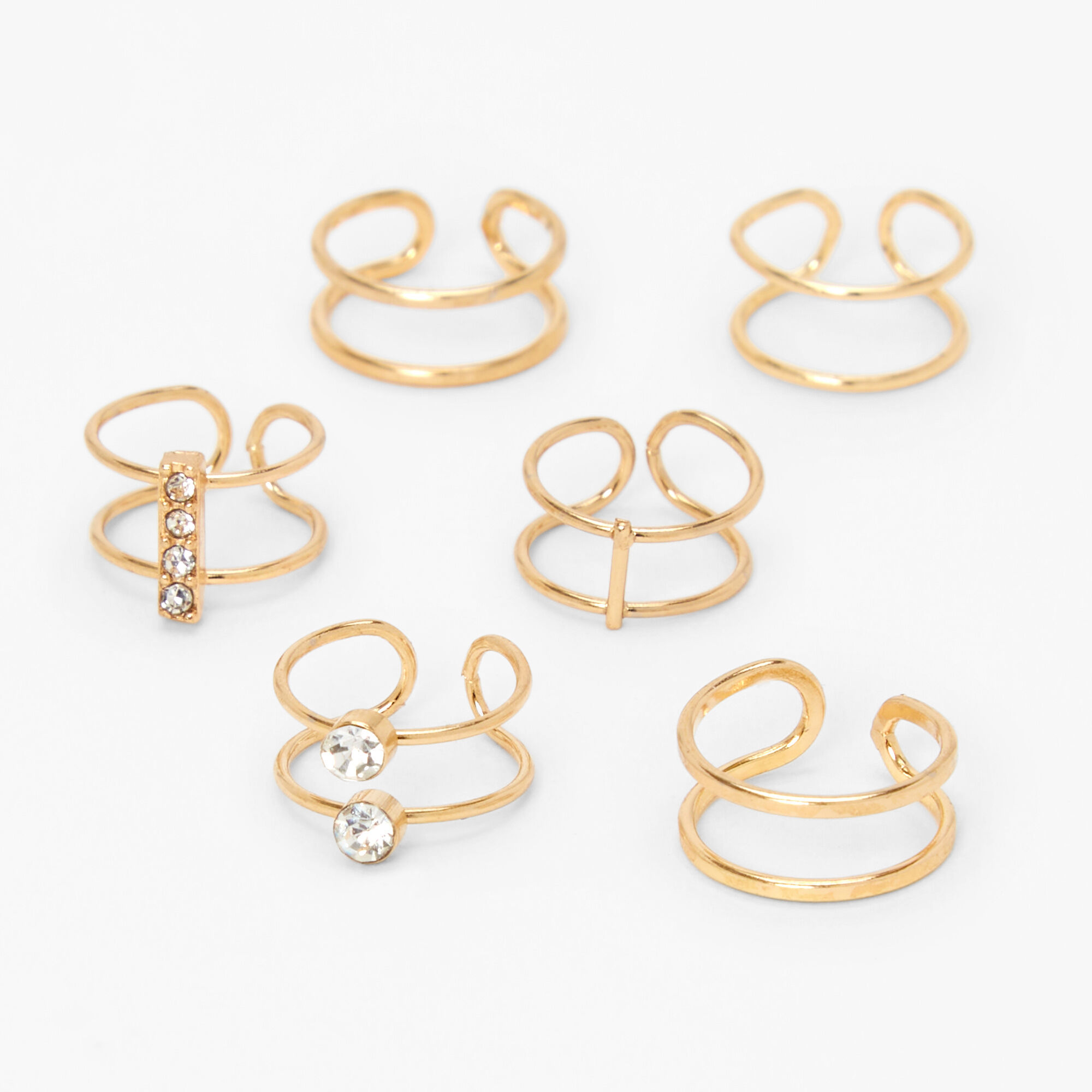 View Claires Embellished Wire Ear Cuffs 6 Pack Gold information