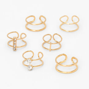 Gold Embellished Wire Ear Cuffs - 6 Pack,