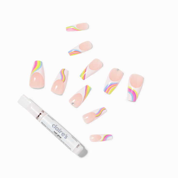 Rainbow Pastel Vegan Faux Nail Set - 4 Pack,