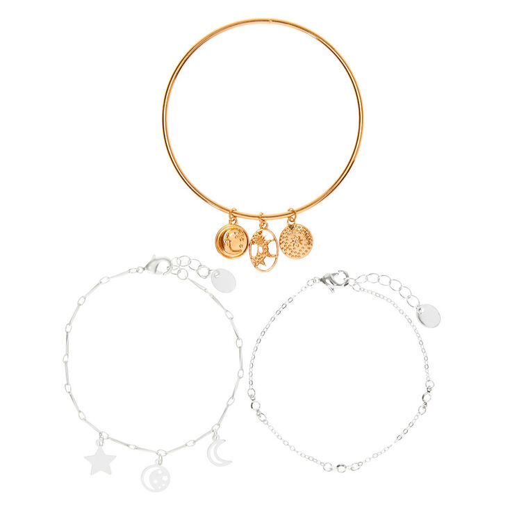 Mixed Metal Celestial Bracelets - 3 Pack,