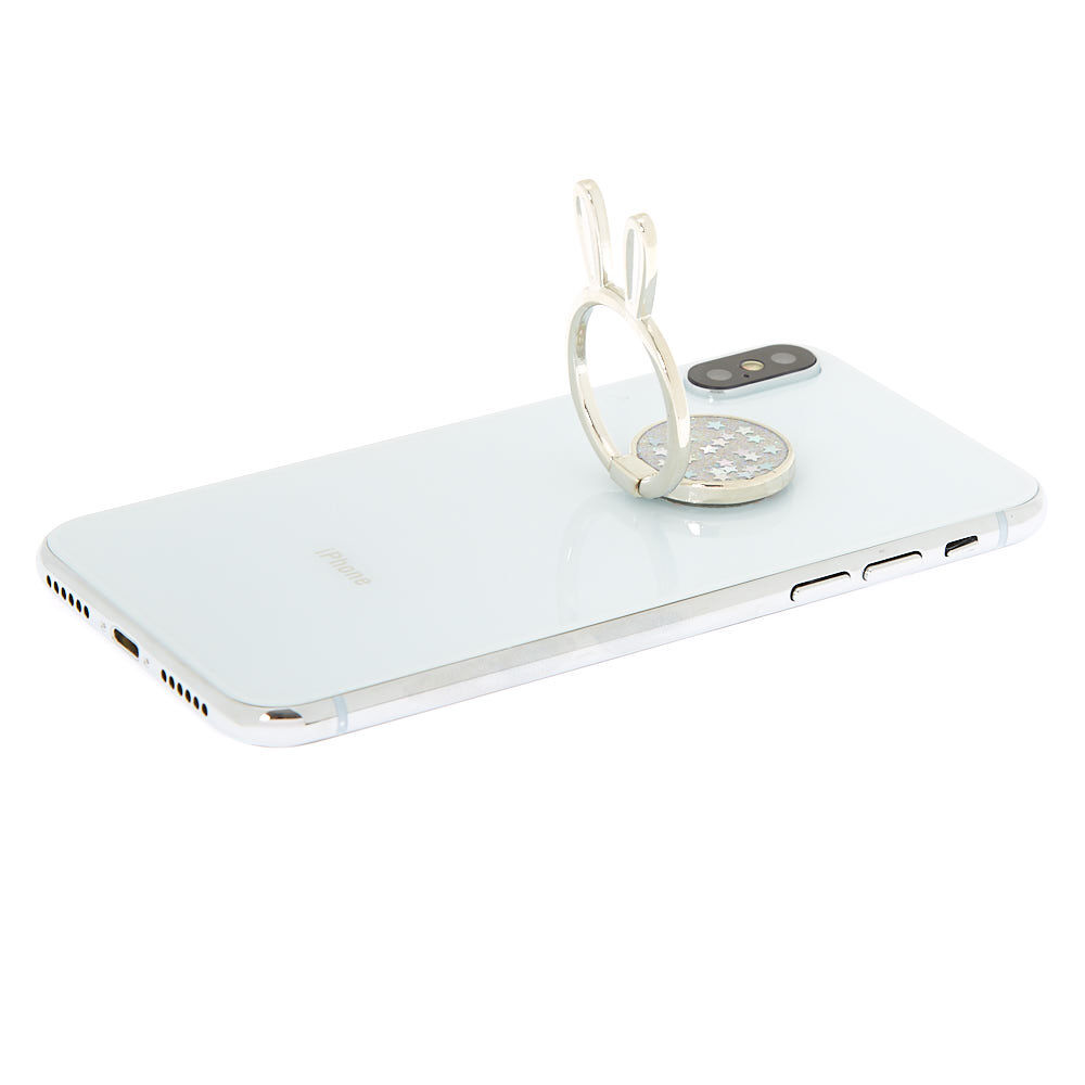 Silver Glitter Bunny Ring Stand,