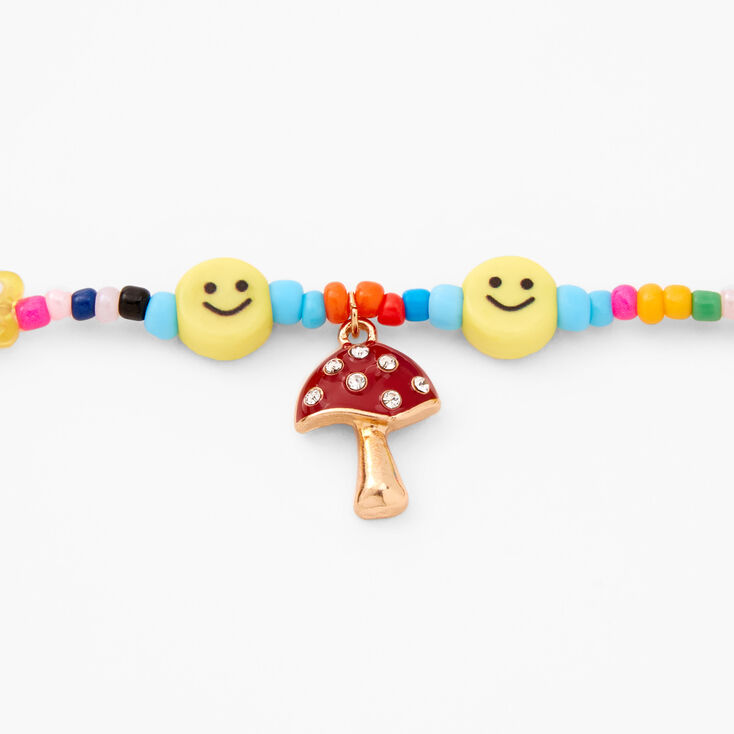 Multicolor Beaded Mushroom Choker Necklace,