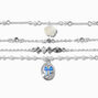 Silver-tone Pearl &amp; Rose Chain Bracelets - 4 Pack,