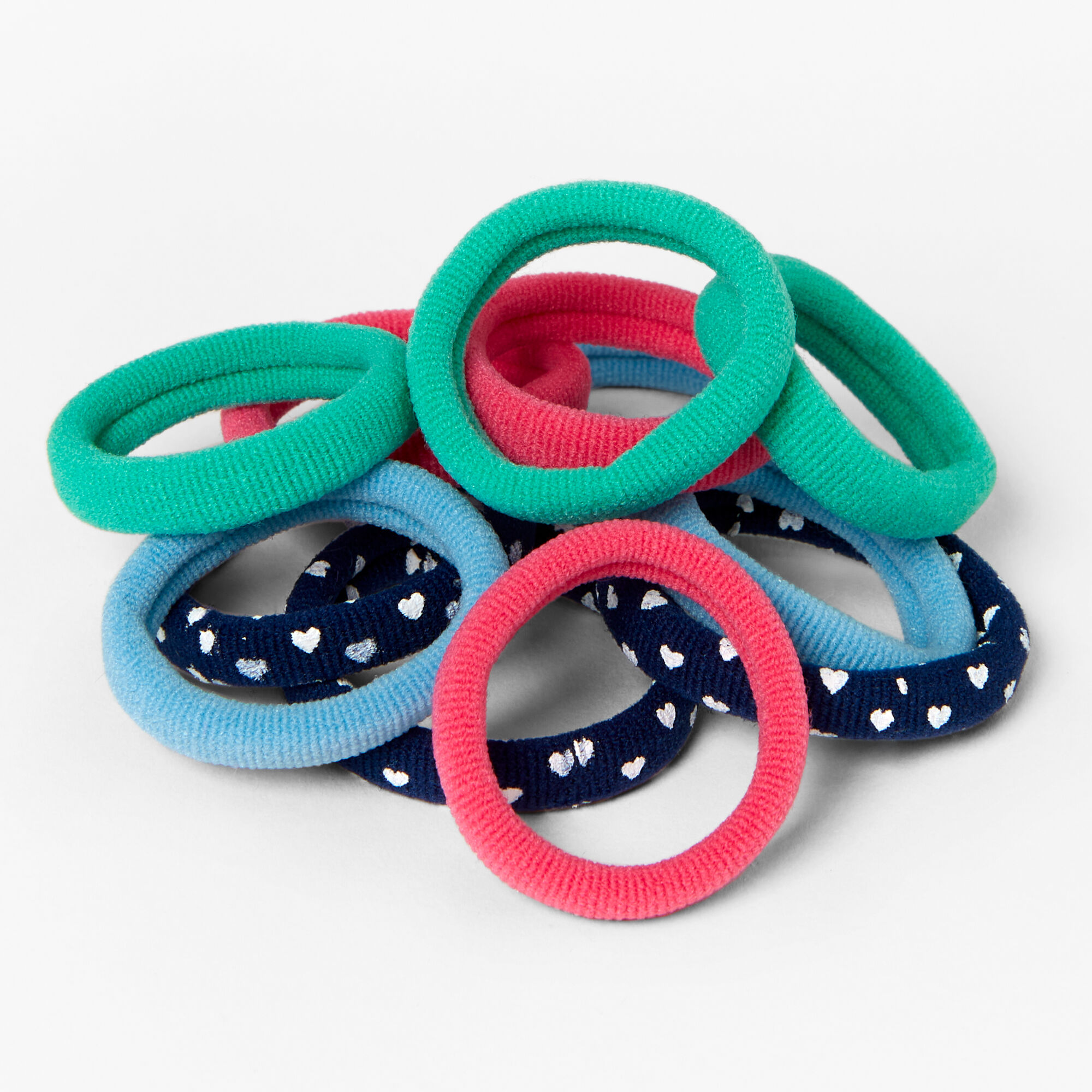 Claire's Club Heart Polka Dot Rolled Hair Ties - 10 Pack,
